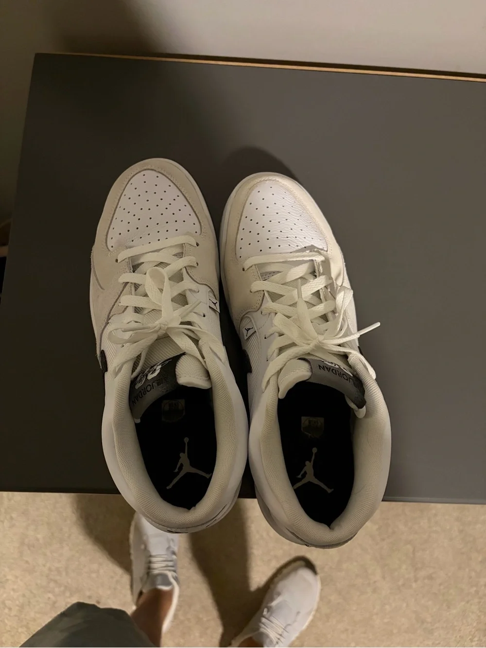Jordan Low-Top Sneakers in White with Black Swoosh